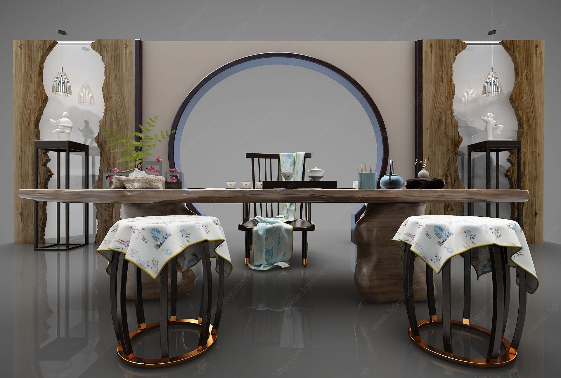 新中式风格茶桌3D模型
