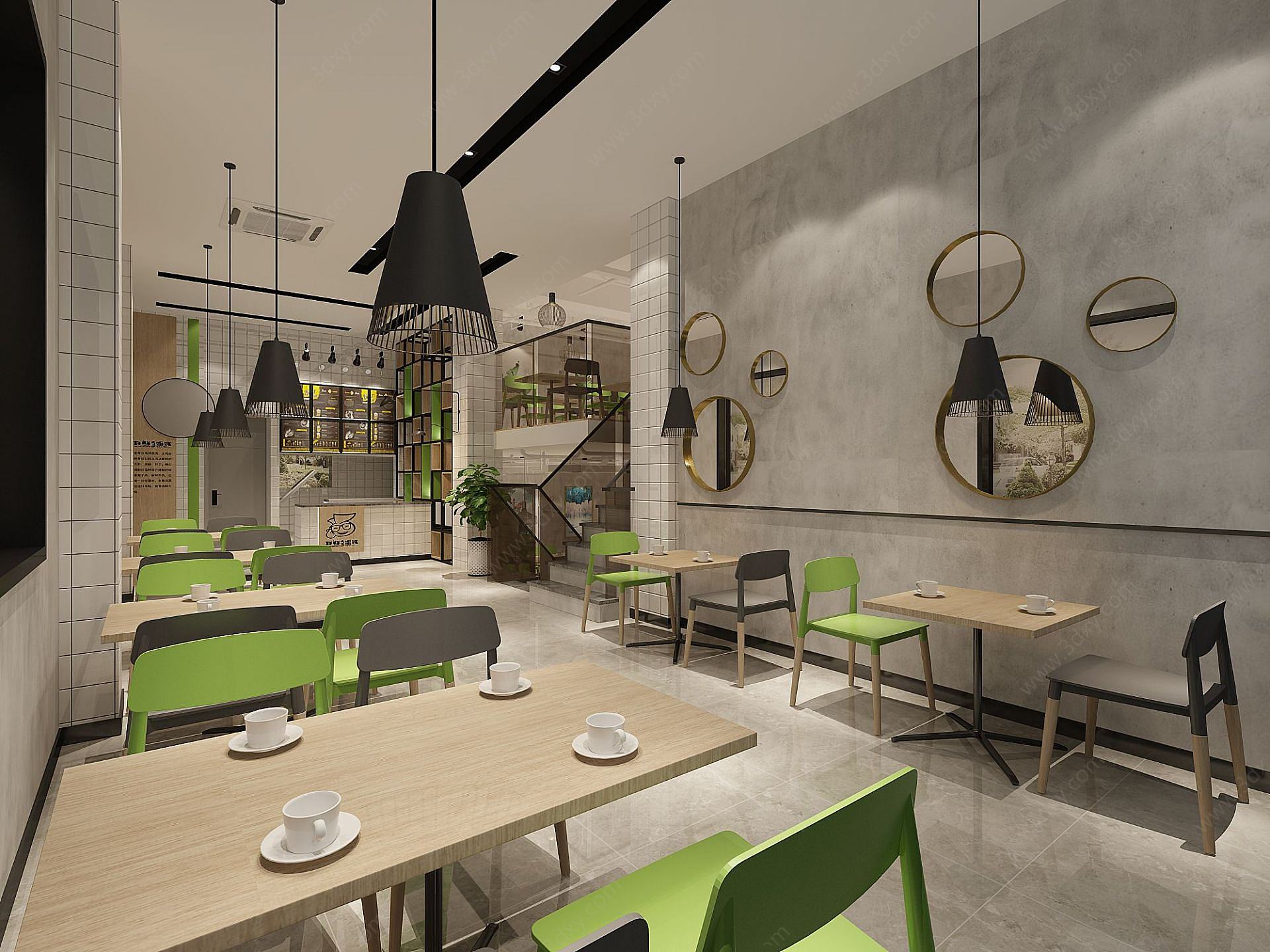 现代餐厅餐馆3D模型