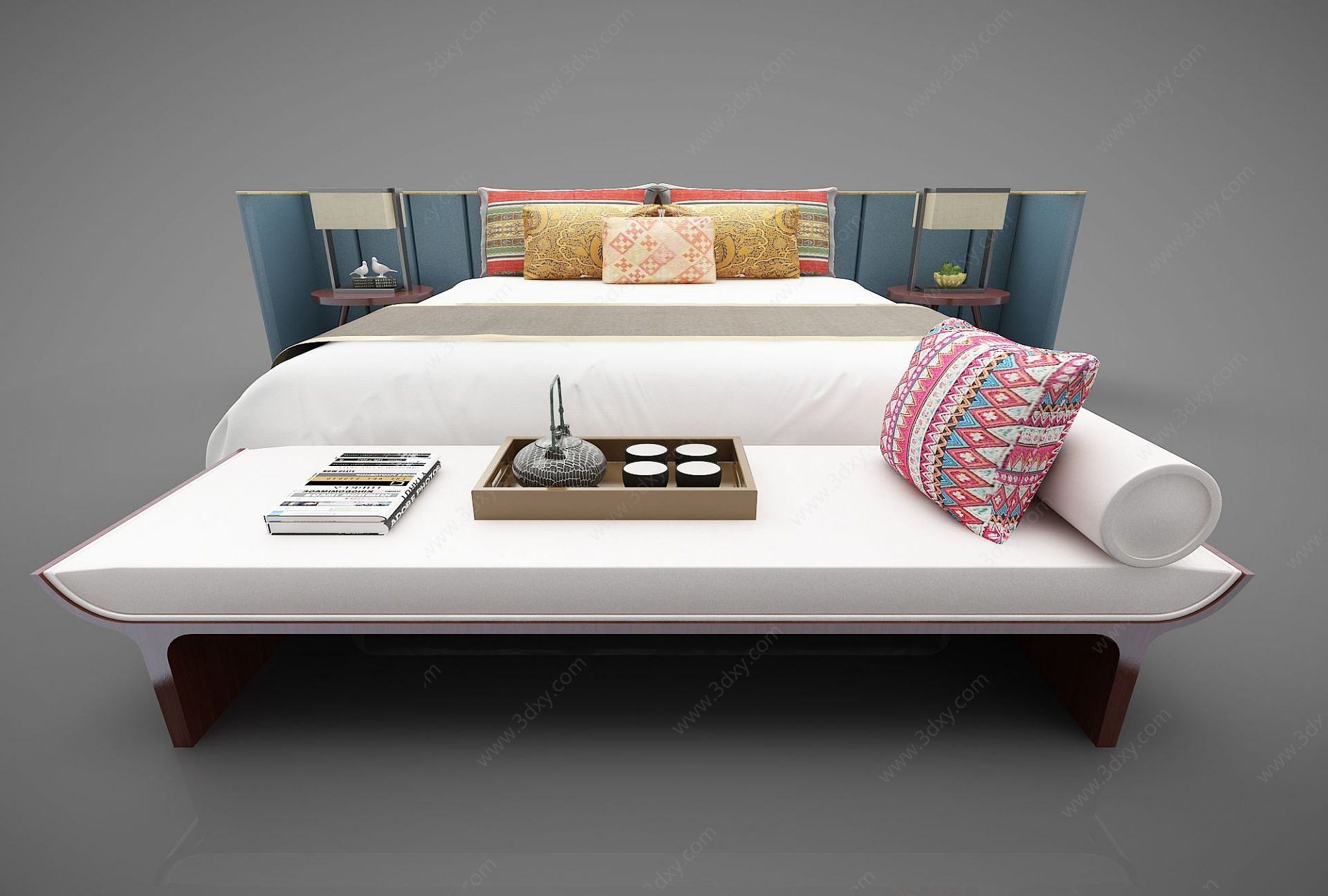 新中式风格床3D模型