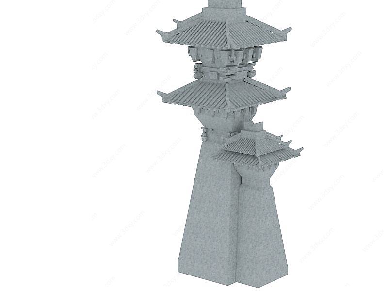 轩辕故里大门塔3D模型