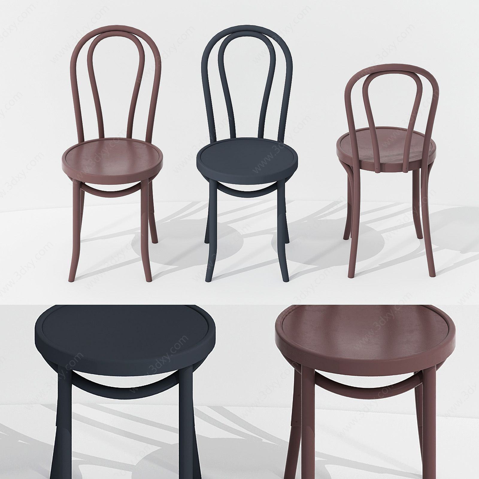 现代铁艺椅子组合3D模型