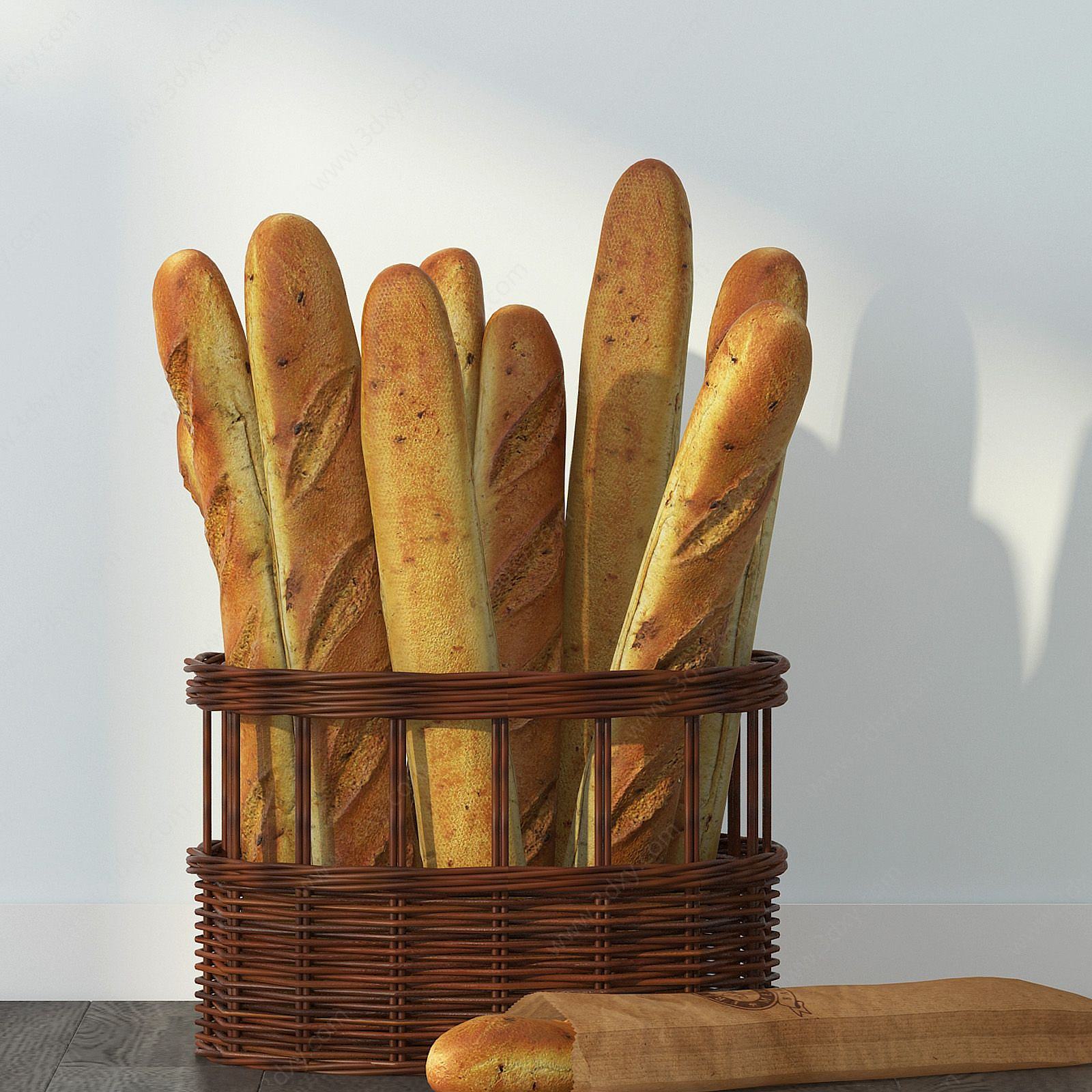 法式面包3D模型
