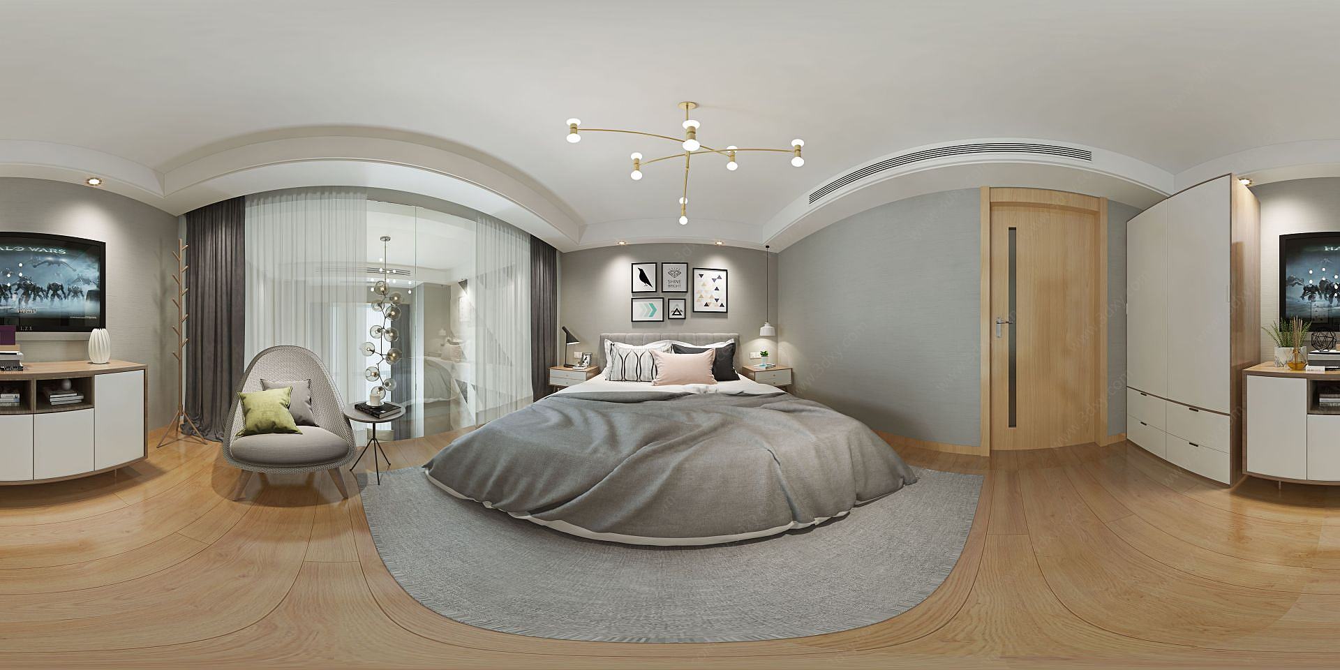 北欧现代卧室全景3D模型