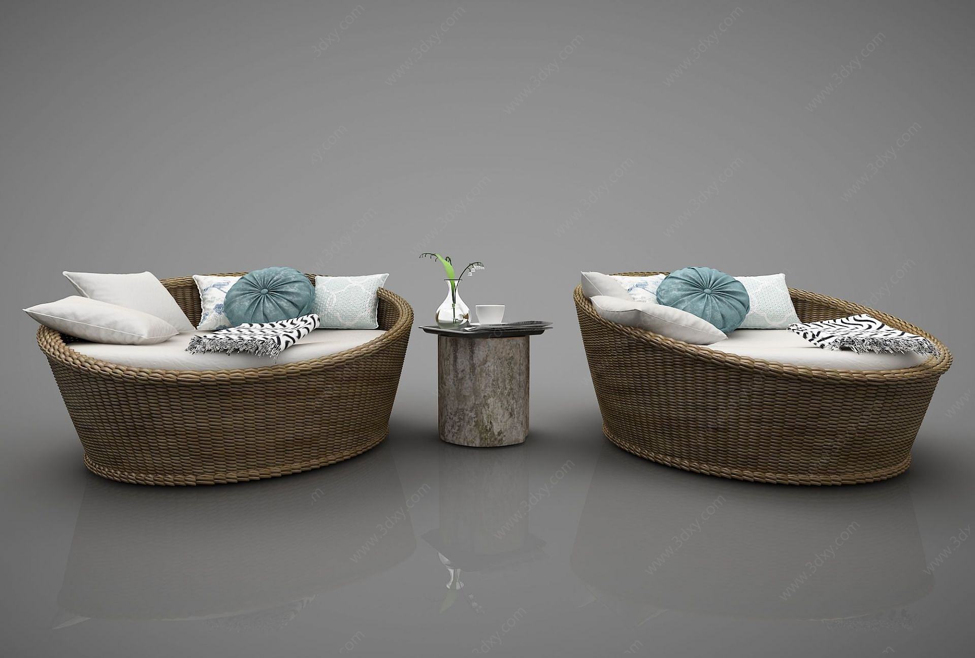 沙发椅子茶几3D模型