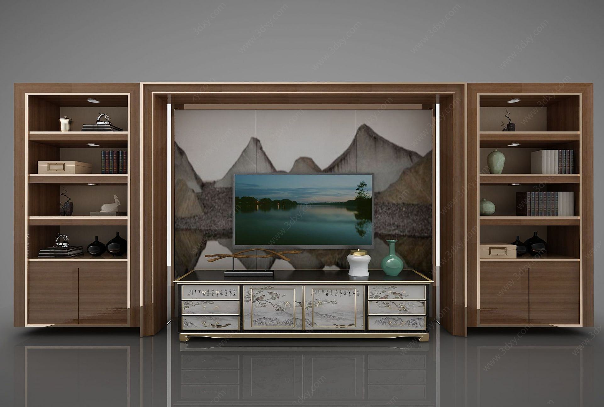 电视柜实木柜3D模型