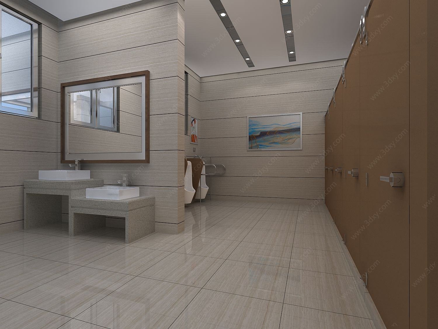 公共厕所室内透视3D模型