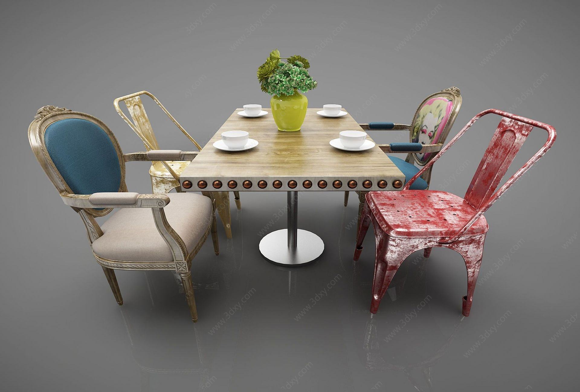 餐桌美式3D模型
