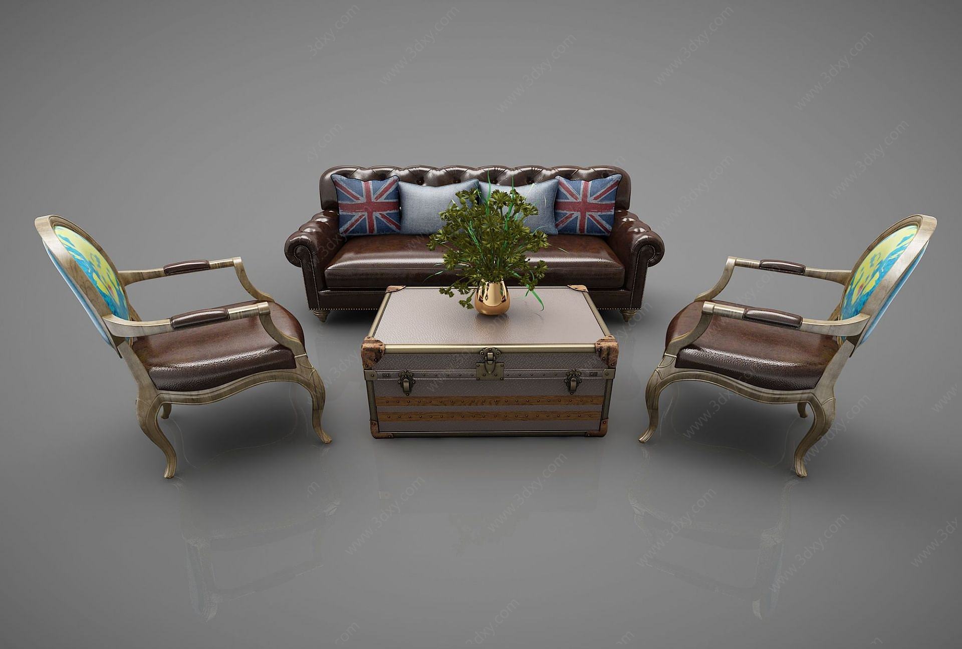 美式复古沙发3D模型