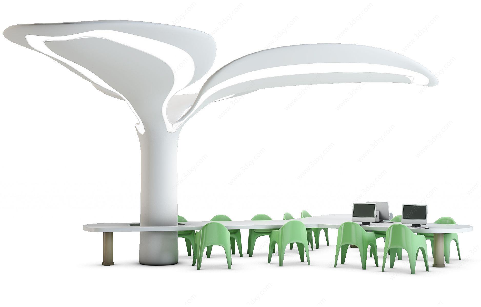 现代个性办公桌椅3D模型
