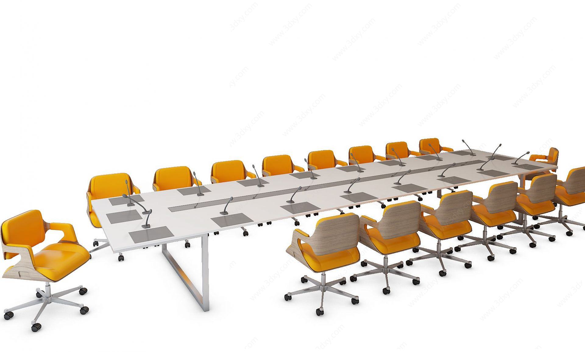 现代常规会议桌椅3D模型