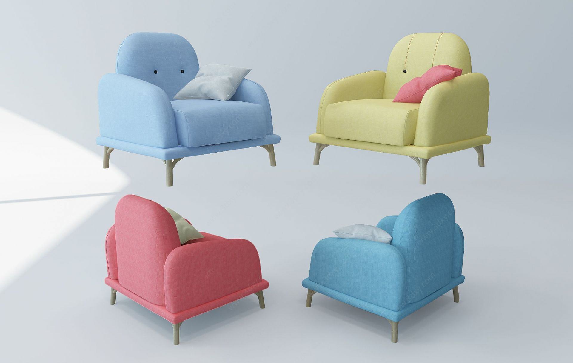 北欧儿童单人沙发3D模型