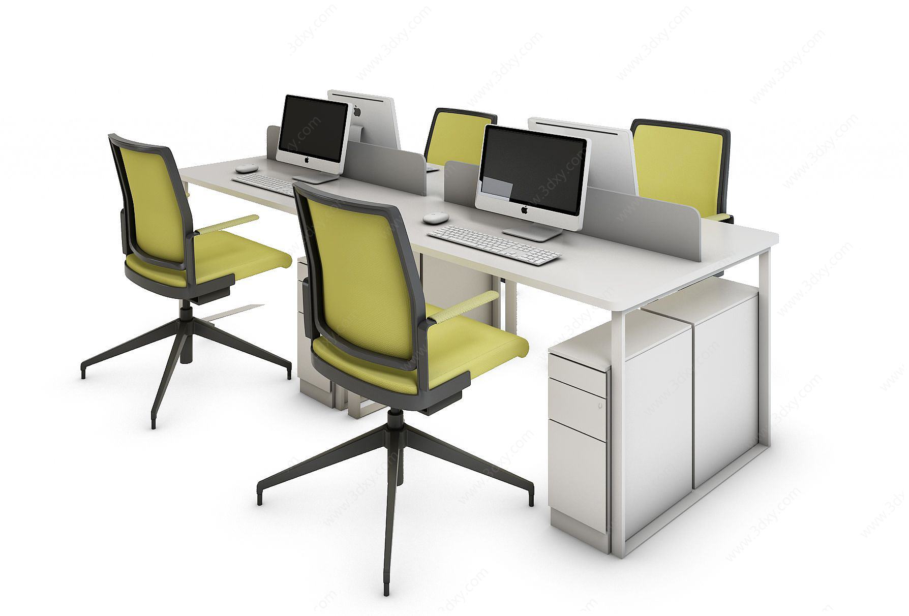 办公桌工位3D模型