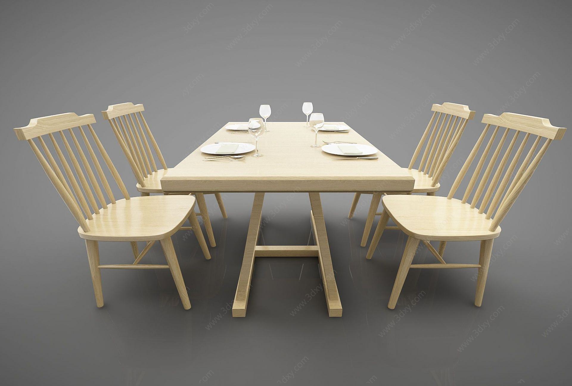 田园餐桌3D模型