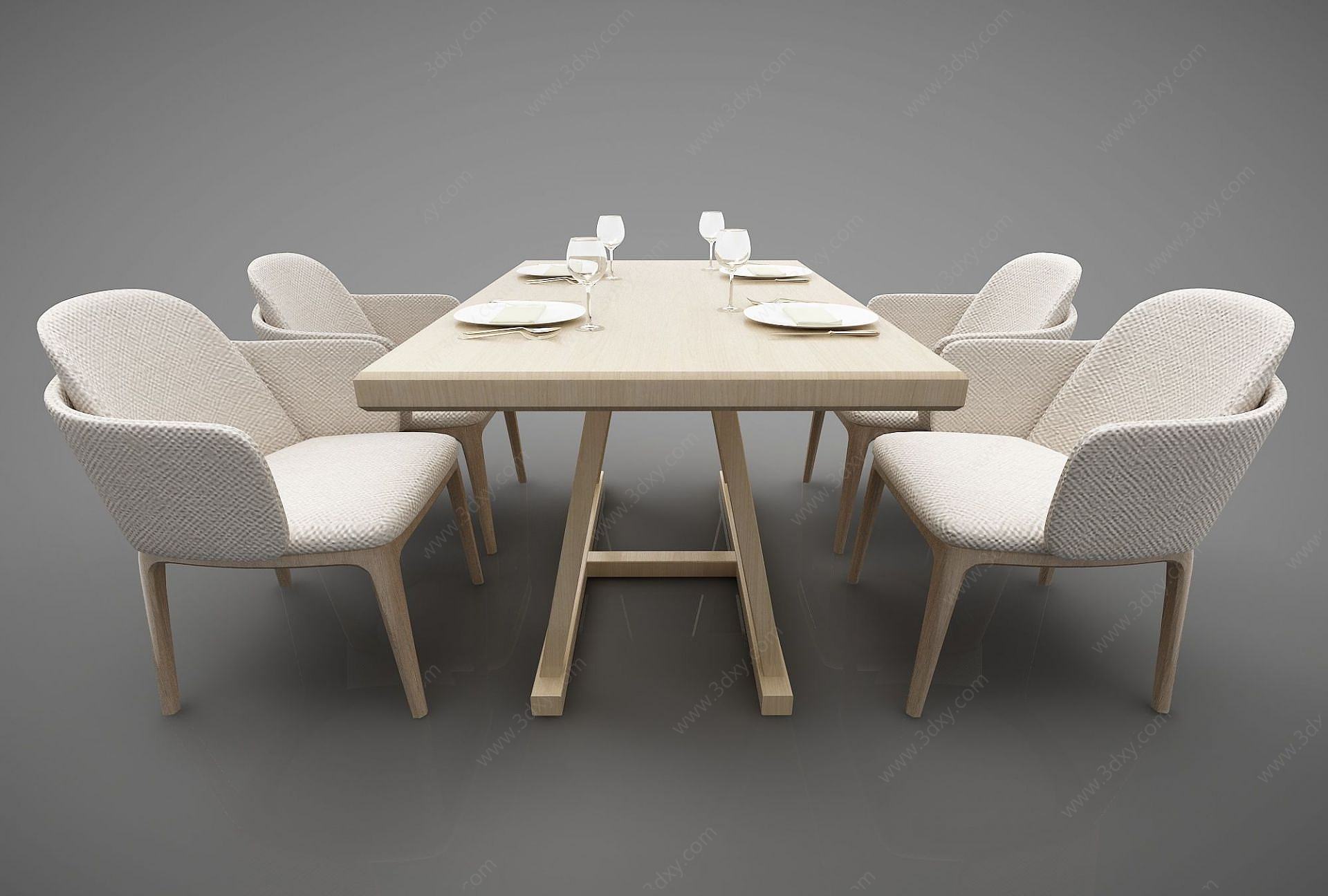 舒适的餐桌布艺3D模型