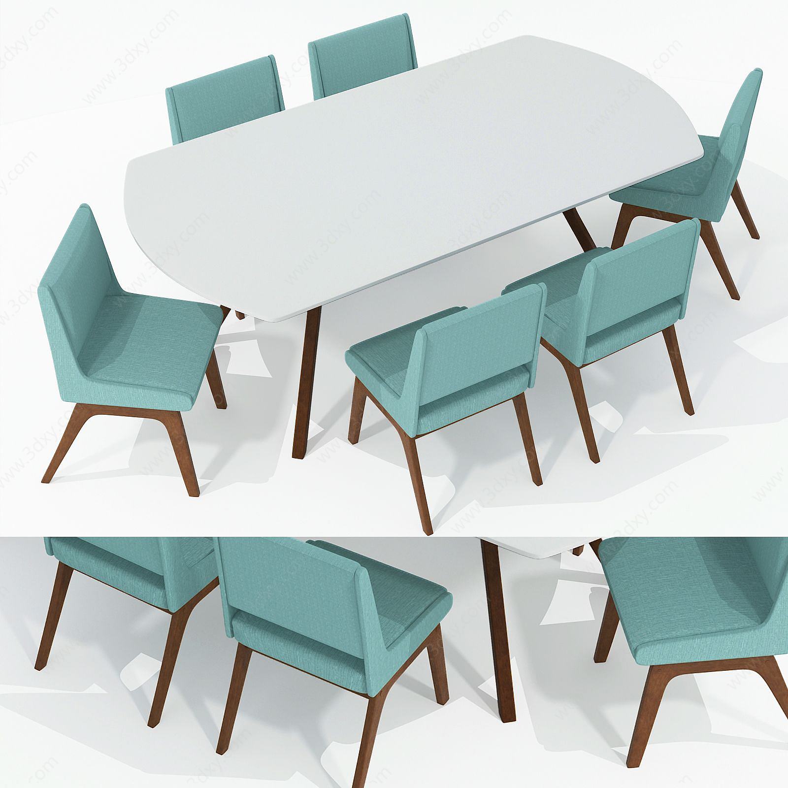 北欧简约餐桌椅组合3D模型