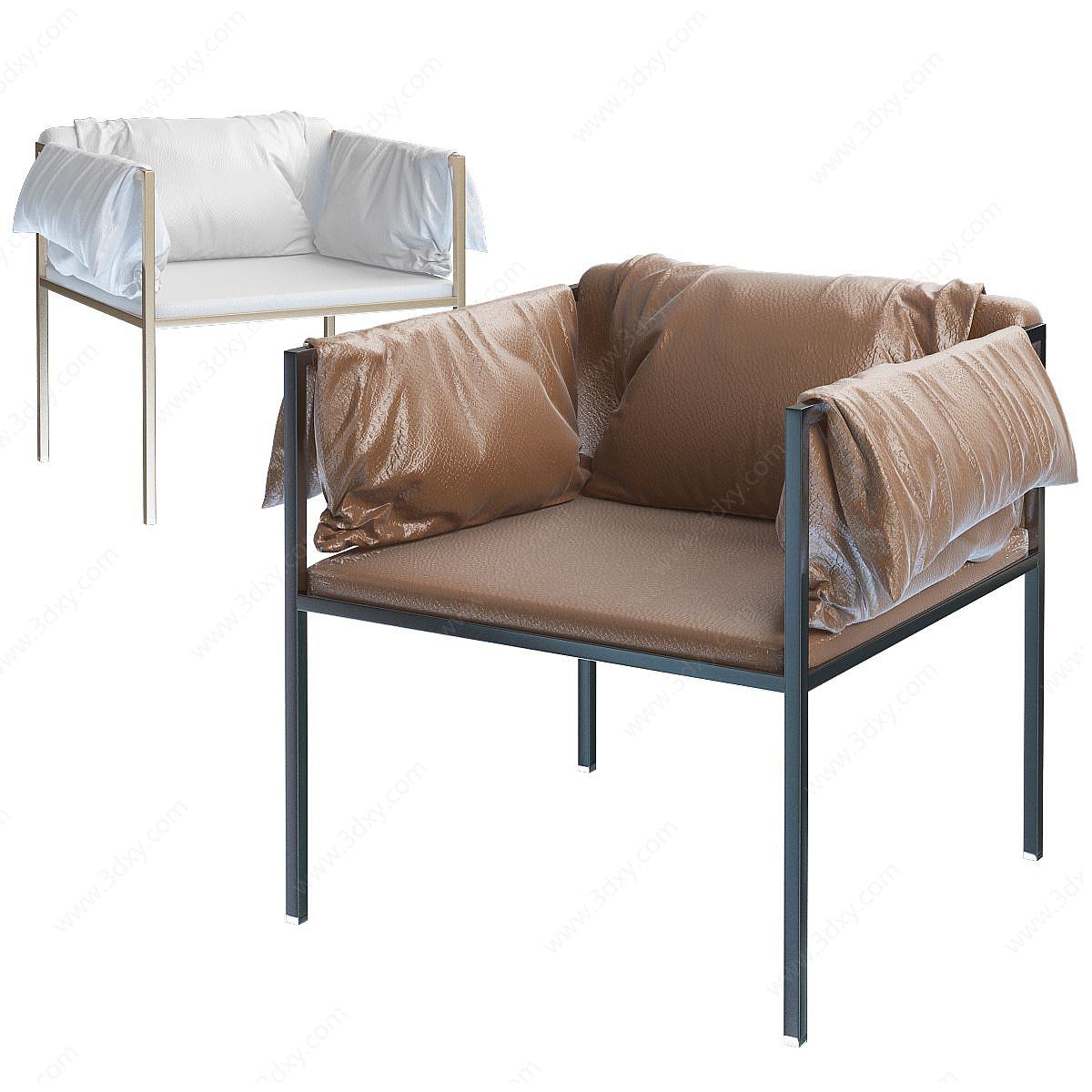 现代翻领式休闲单椅3D模型
