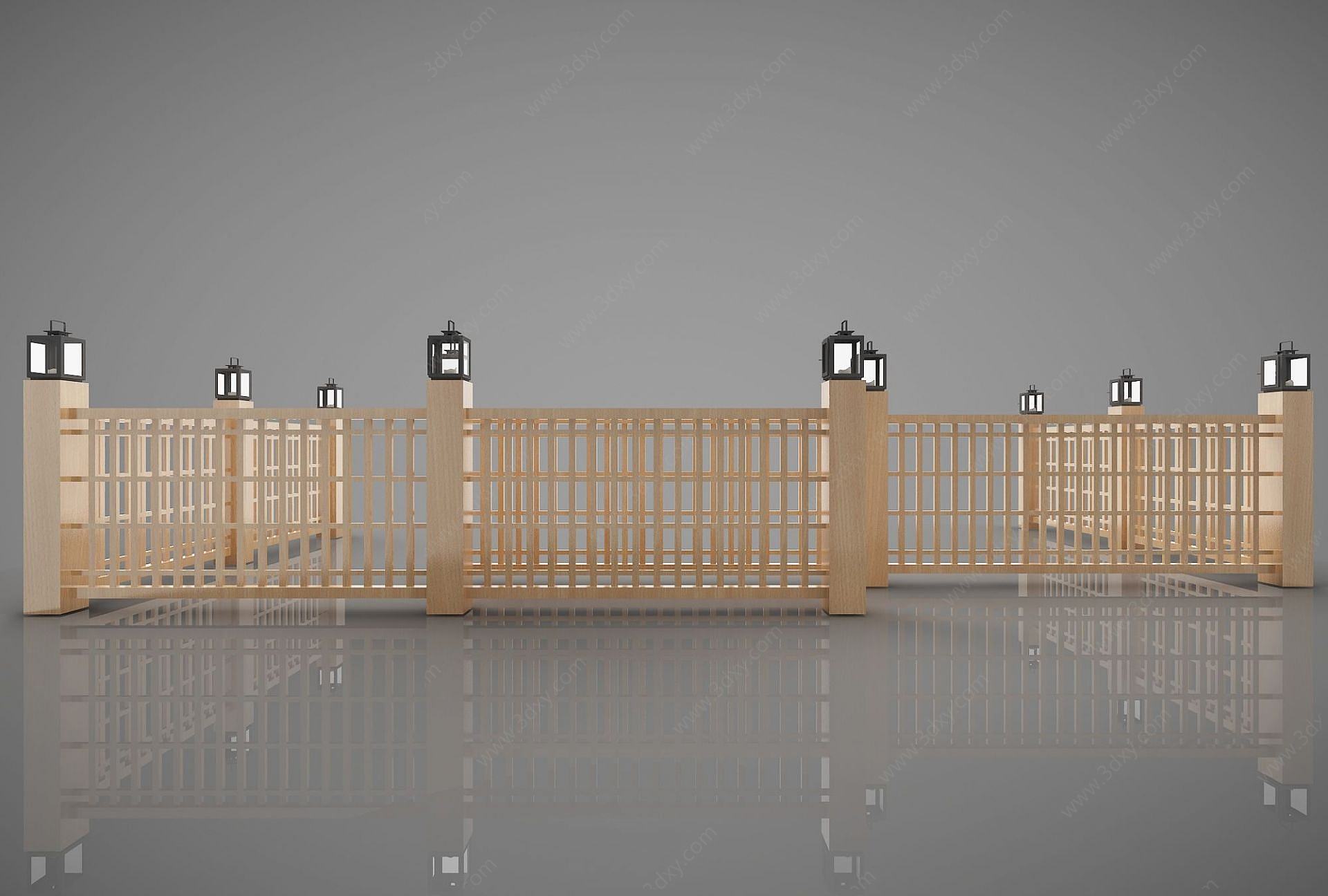 中式围栏3D模型