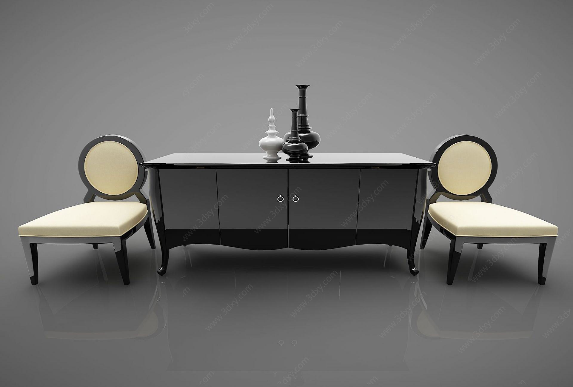 新中式桌椅3D模型