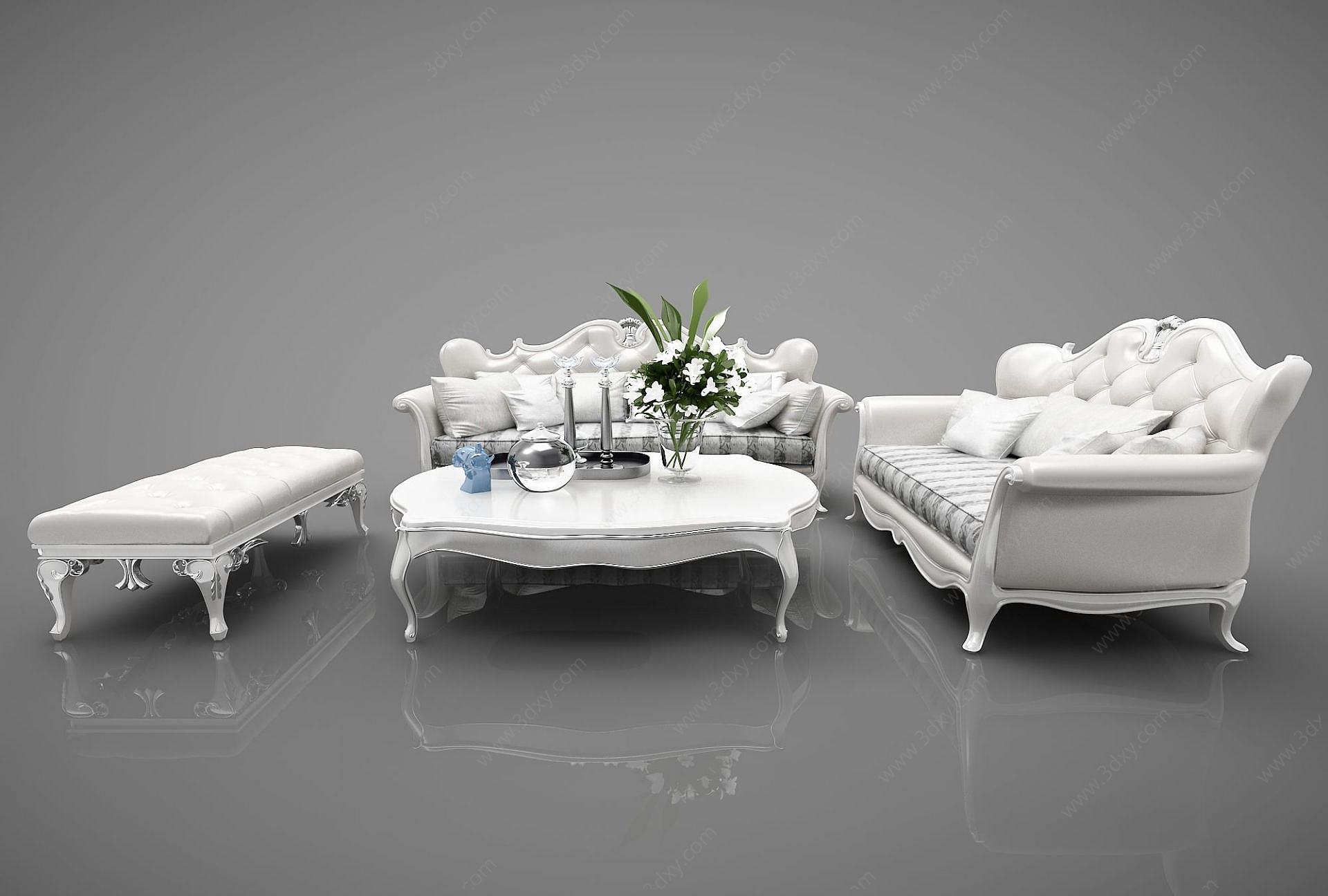 欧式沙发茶几3D模型