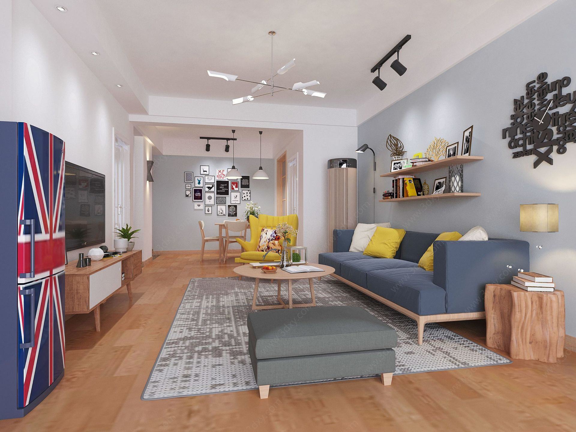 现代客厅家装3D模型