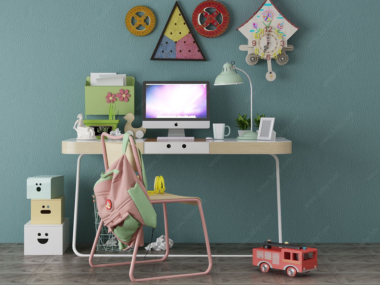 儿童电脑桌3D模型