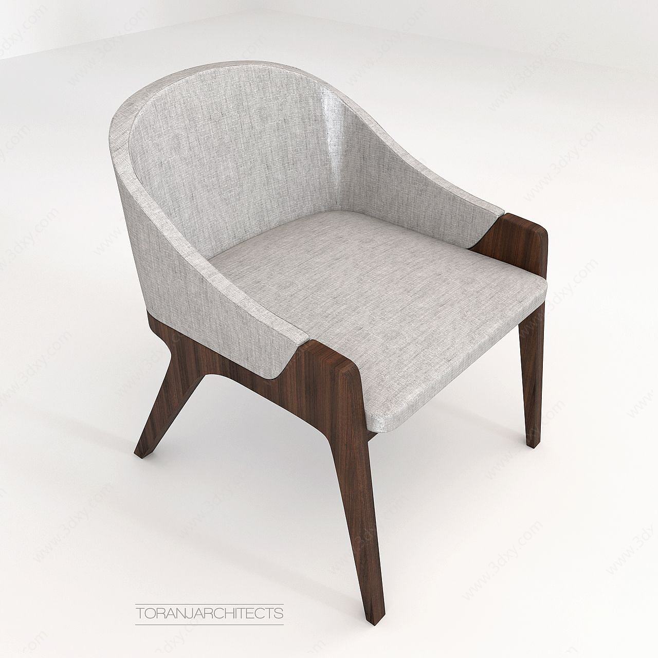 现代休闲靠椅浅色系3D模型