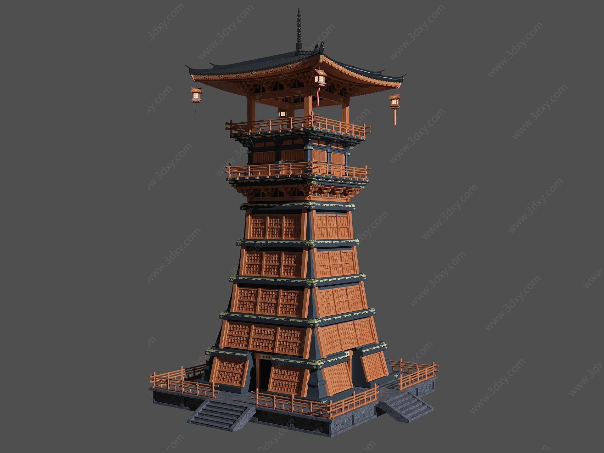 望楼塔3D模型