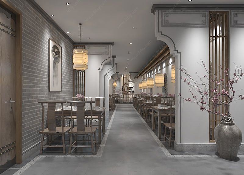 中式经典餐厅3D模型