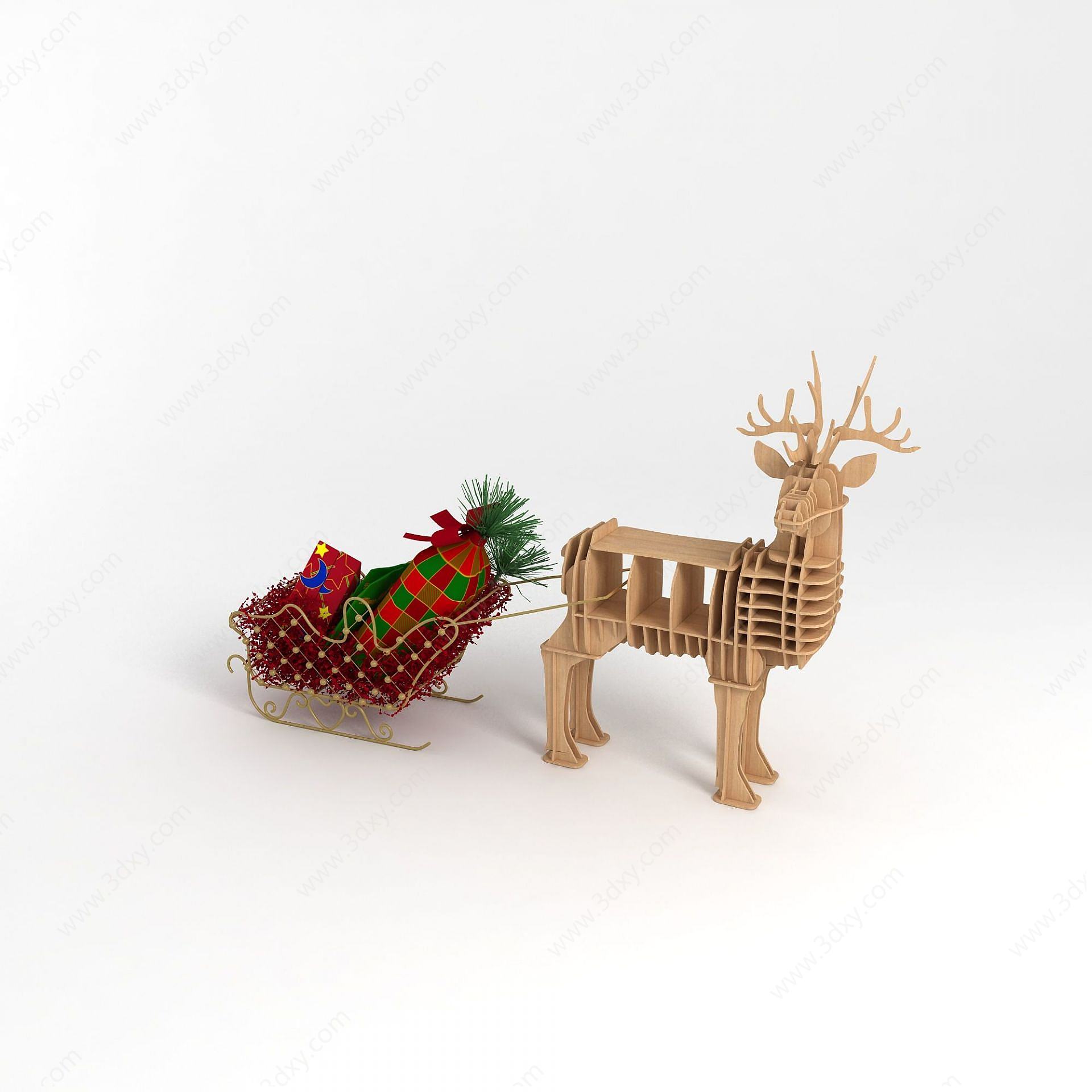 圣诞木质麋鹿3D模型