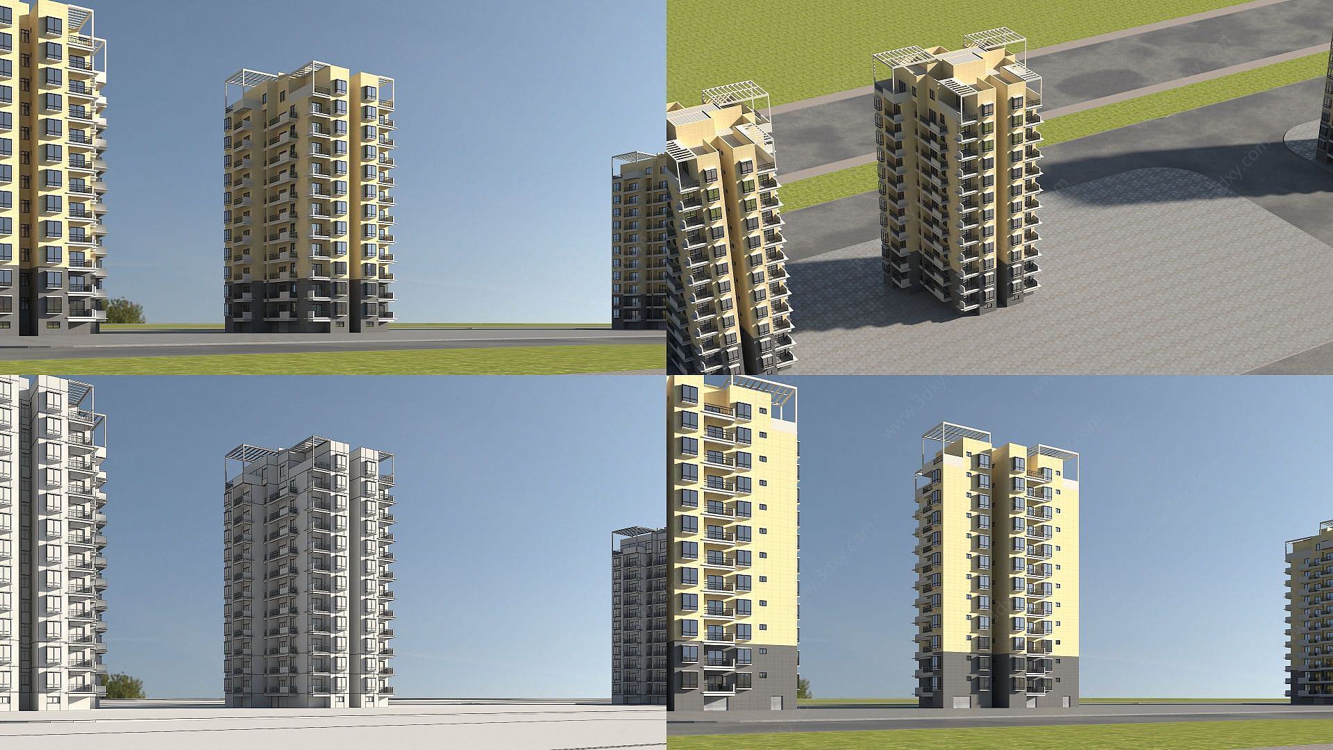 小区住宅高层建筑3D模型