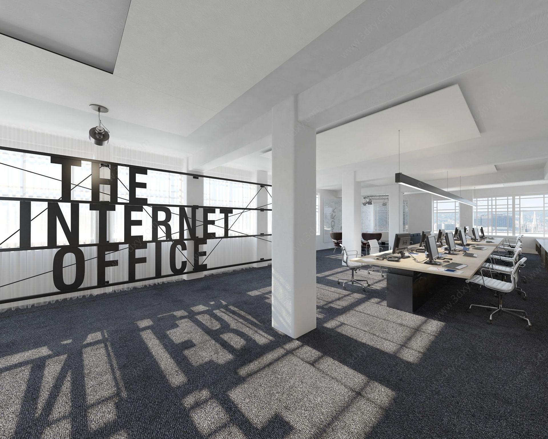 现代办公区3D模型