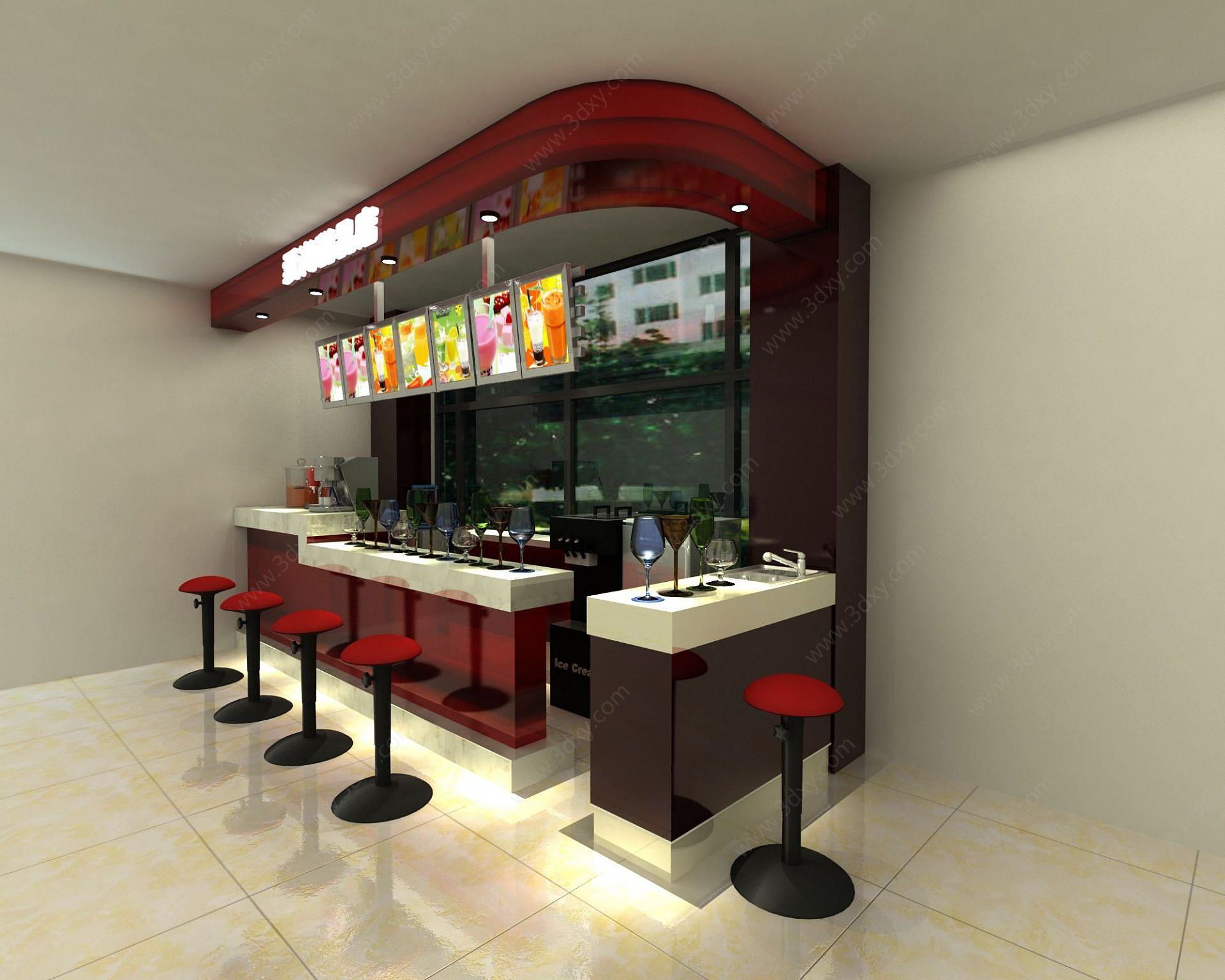 冷饮甜品小吃店3D模型