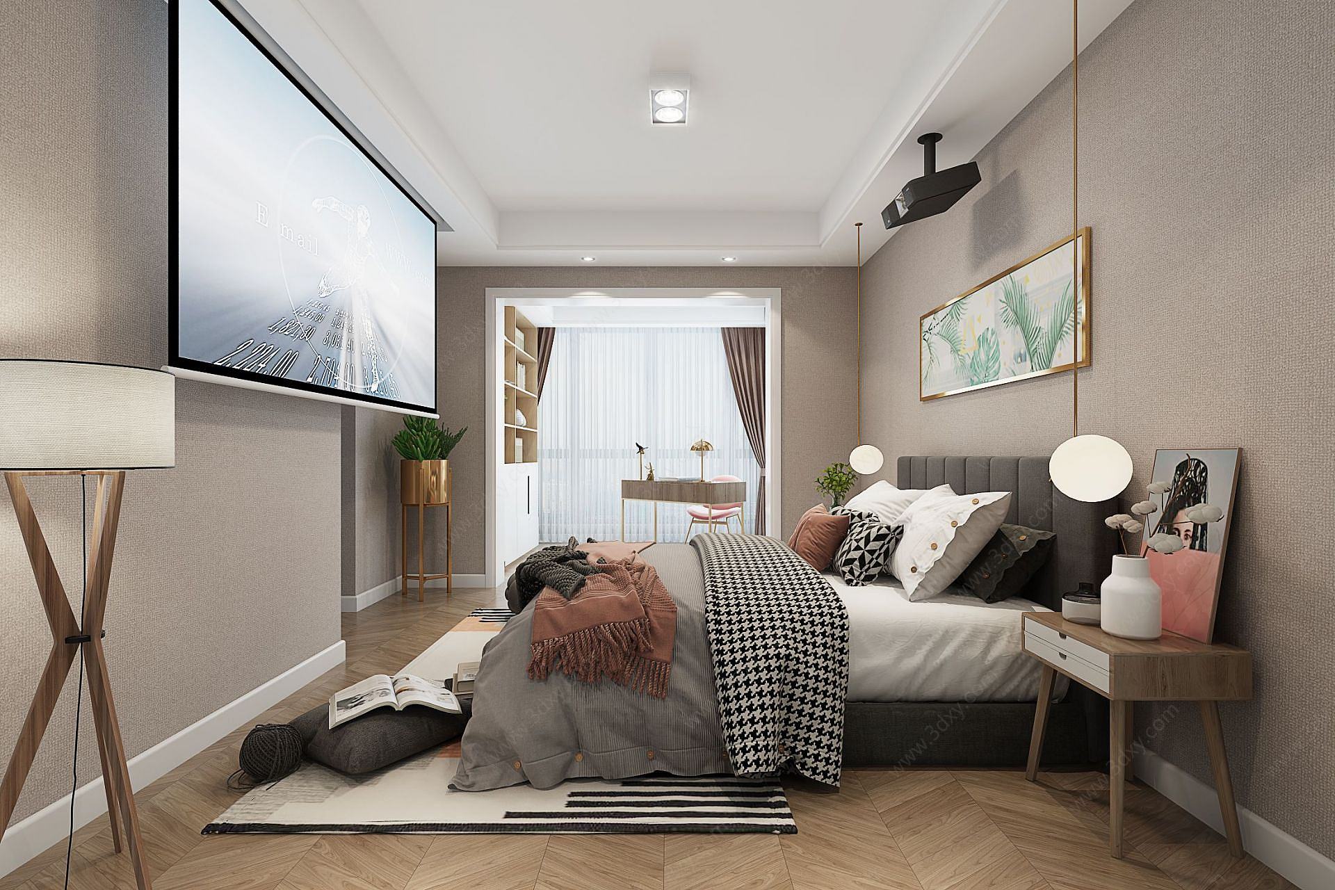 北欧风格卧室3D模型