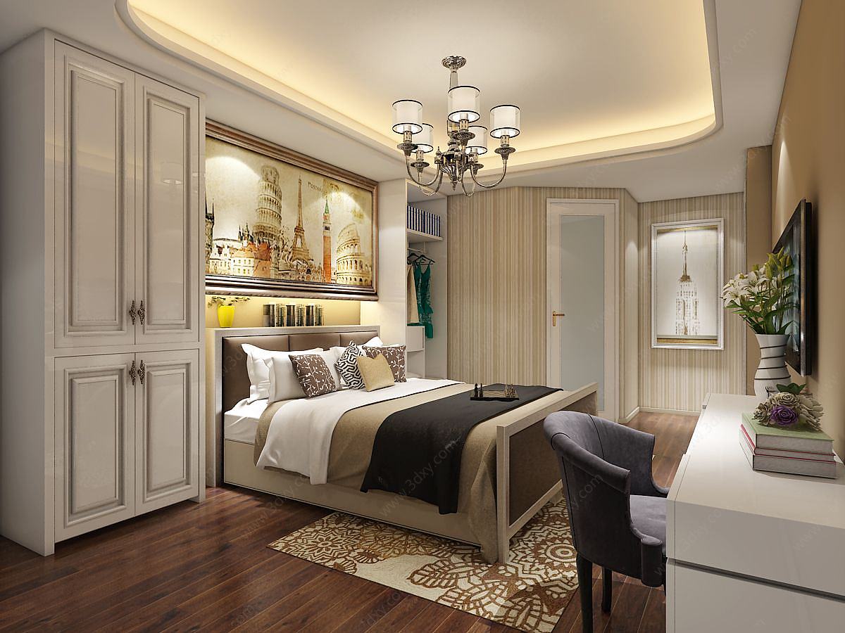 欧式风格的卧室3D模型