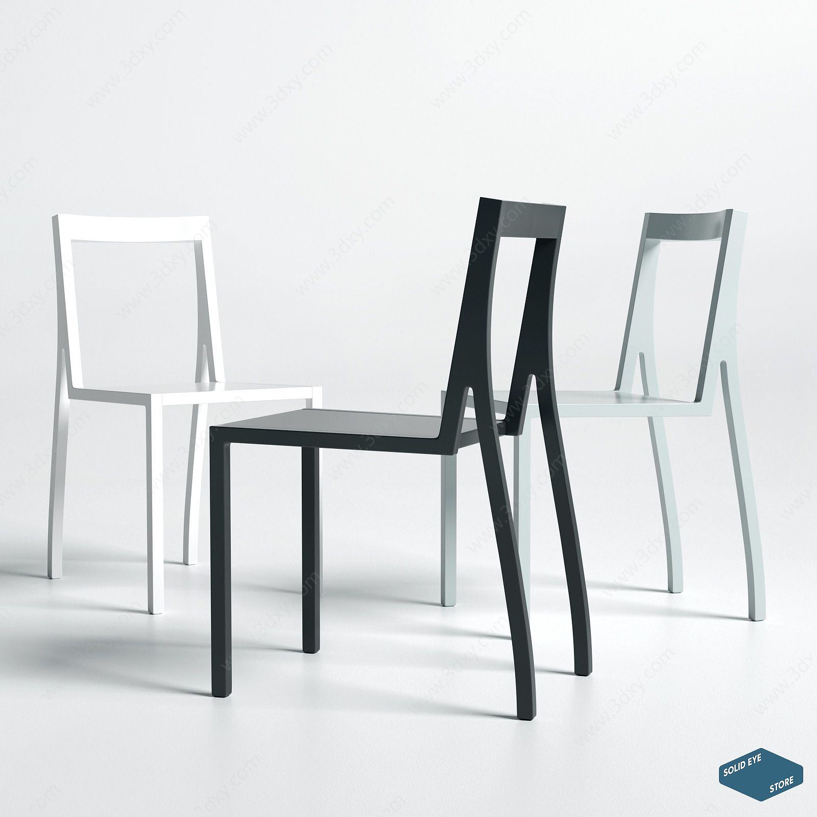 现代休闲椅三色3D模型