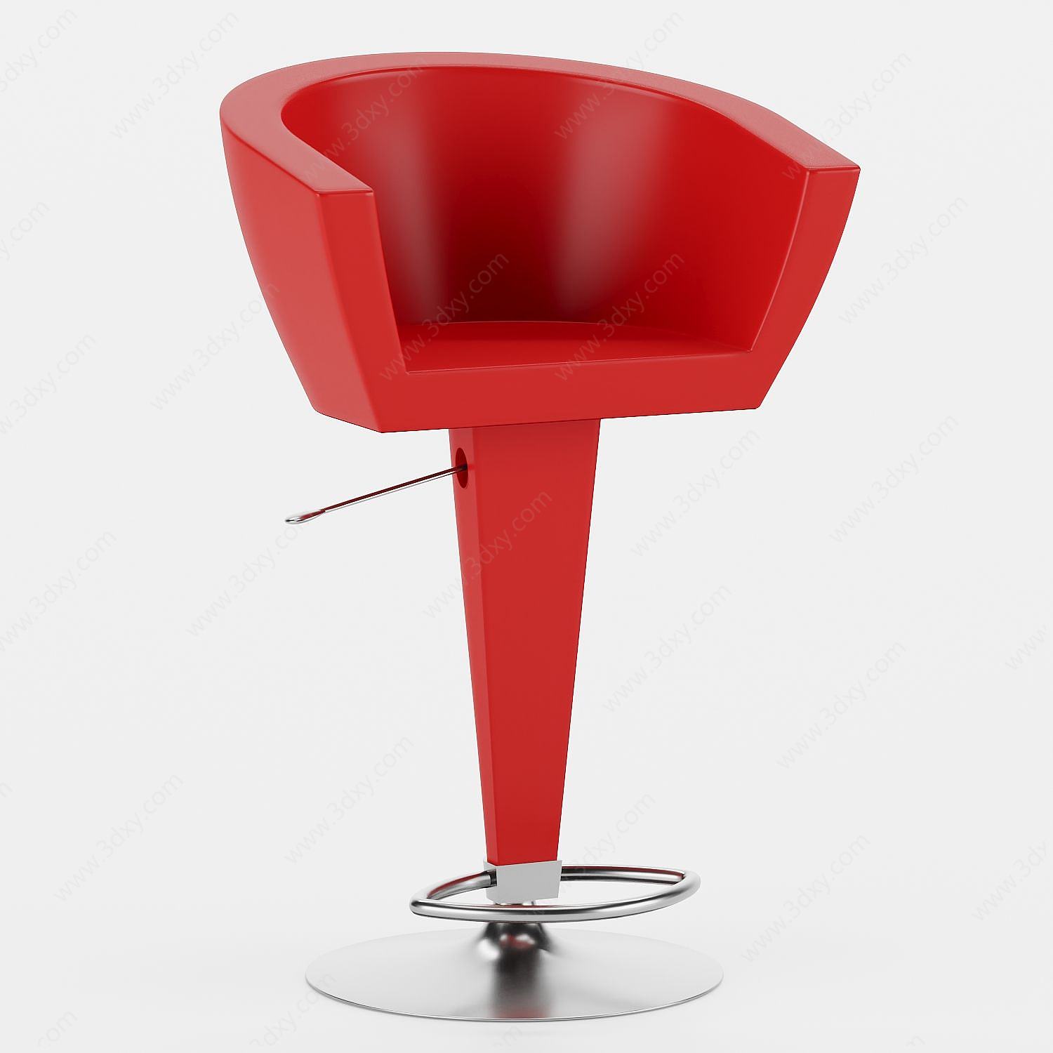 现代红吧椅3D模型