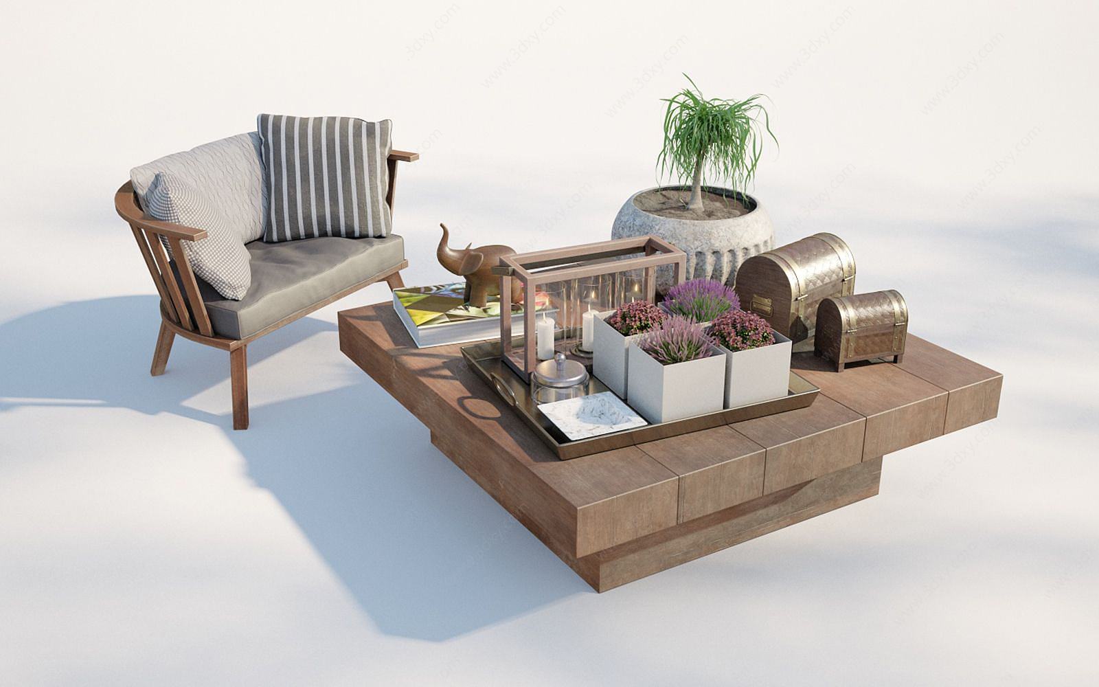 现代户外沙发茶几3D模型
