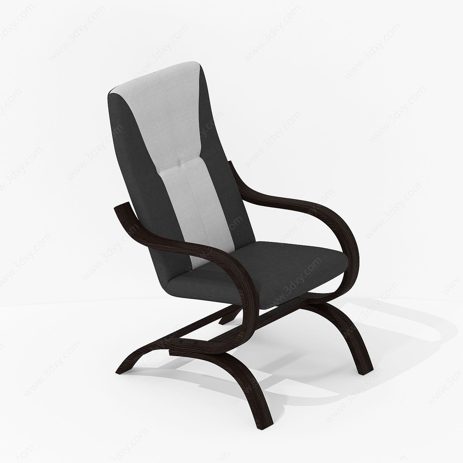 现代休闲椅无轮办公椅3D模型