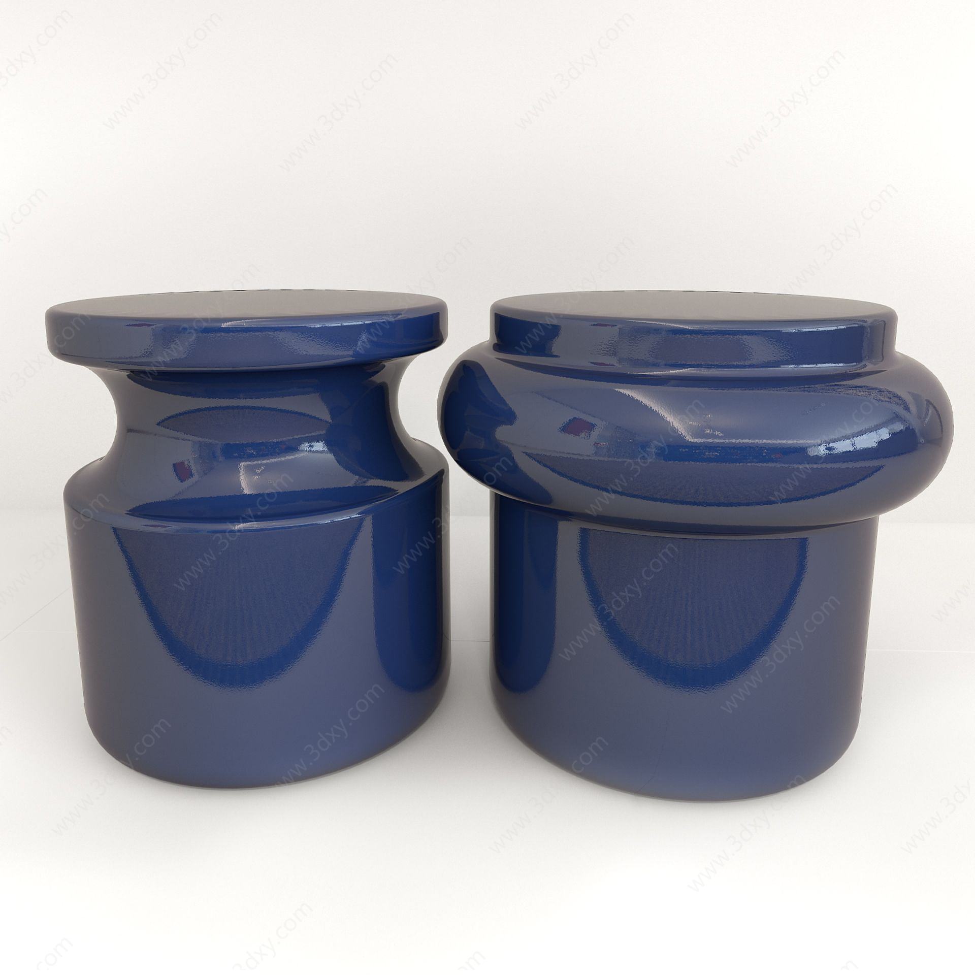 现代宝蓝小陶罐3D模型