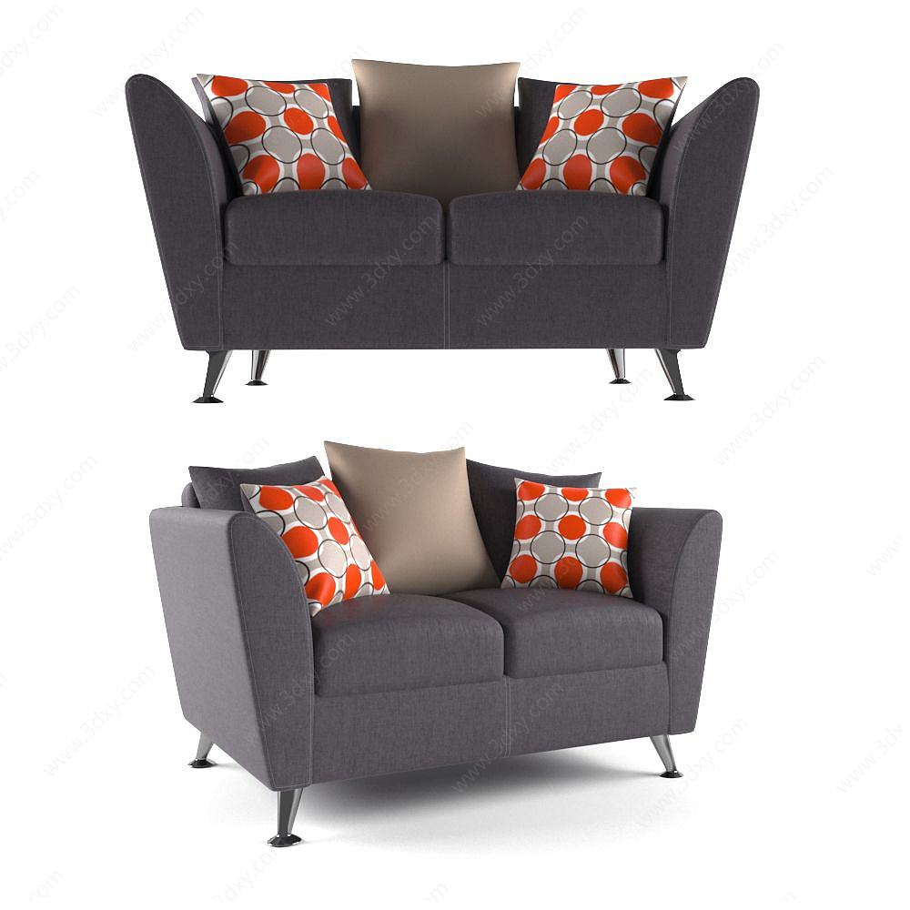 现代小双人沙发3D模型