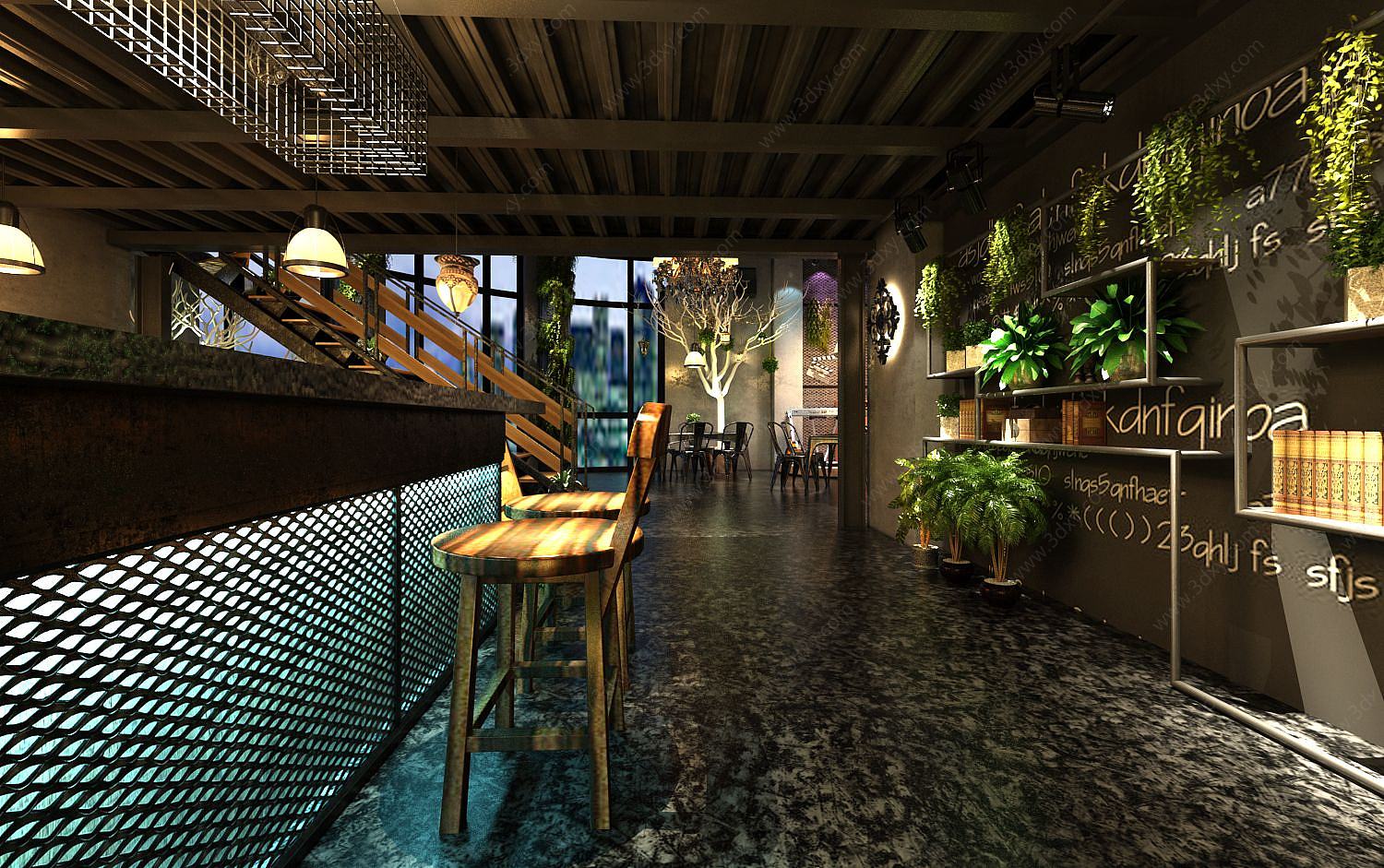 工业风格咖啡厅3D模型