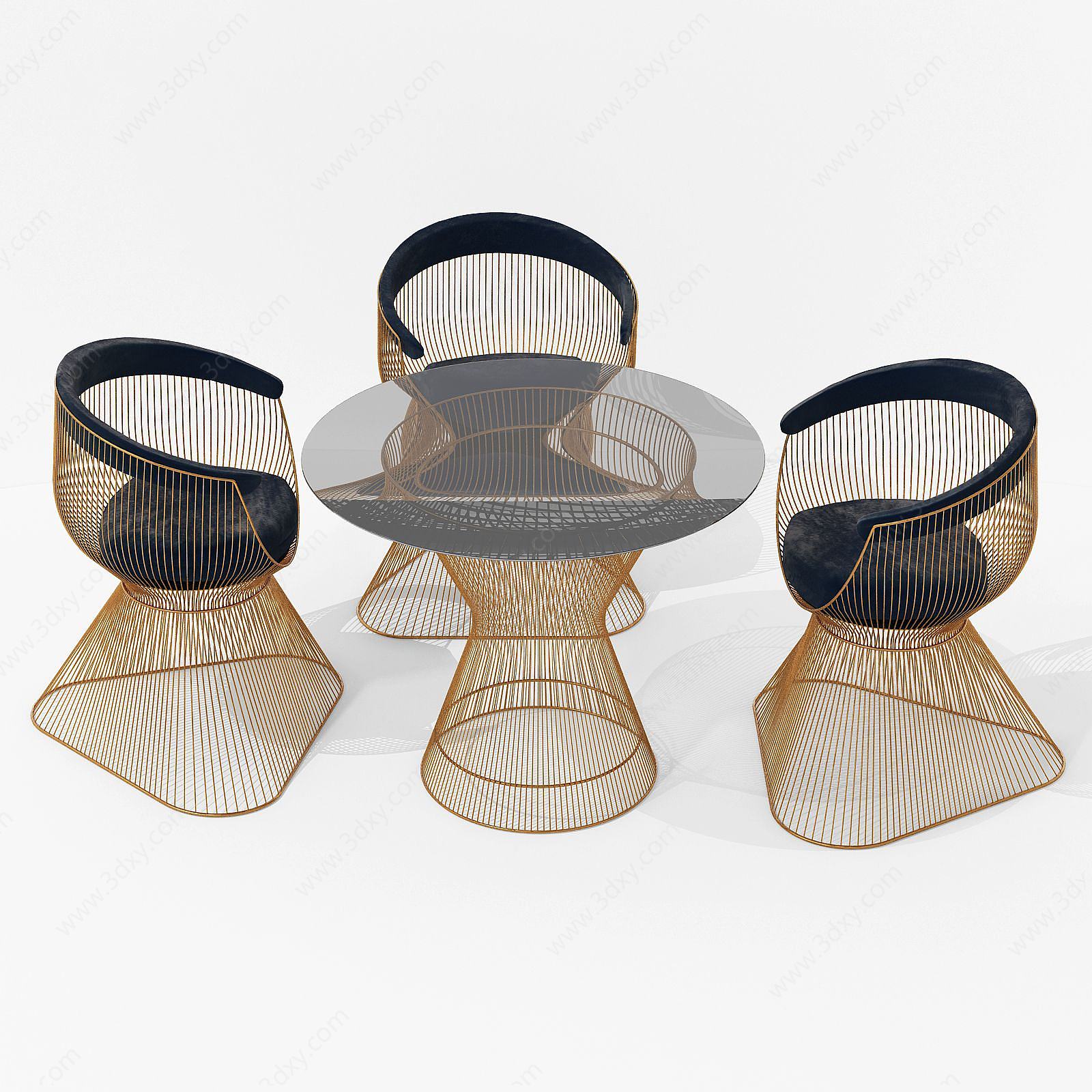 现代休闲桌椅铁艺3D模型