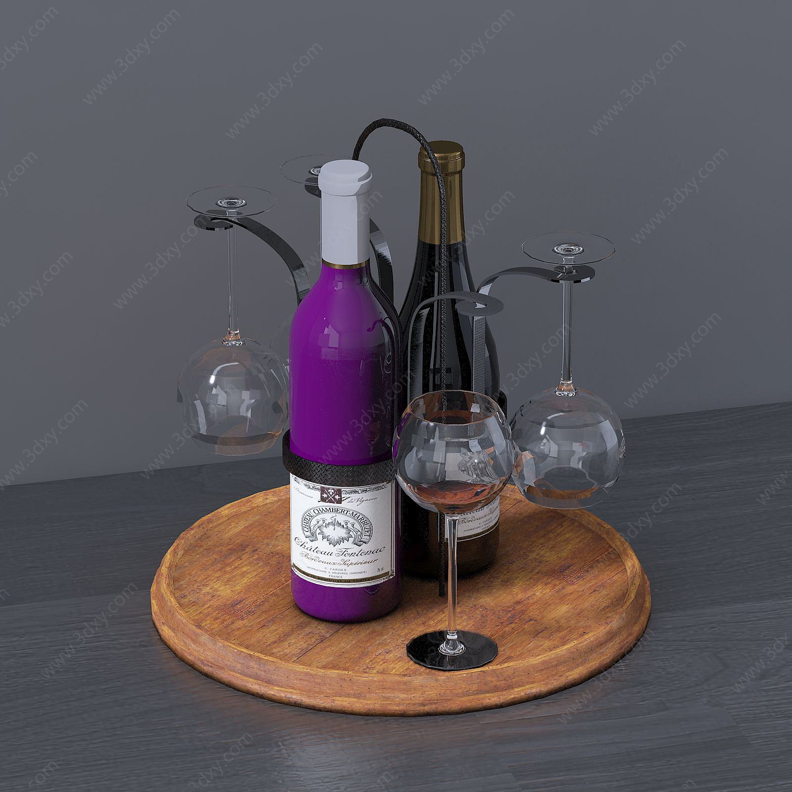 现代桌面摆件红酒酒杯3D模型