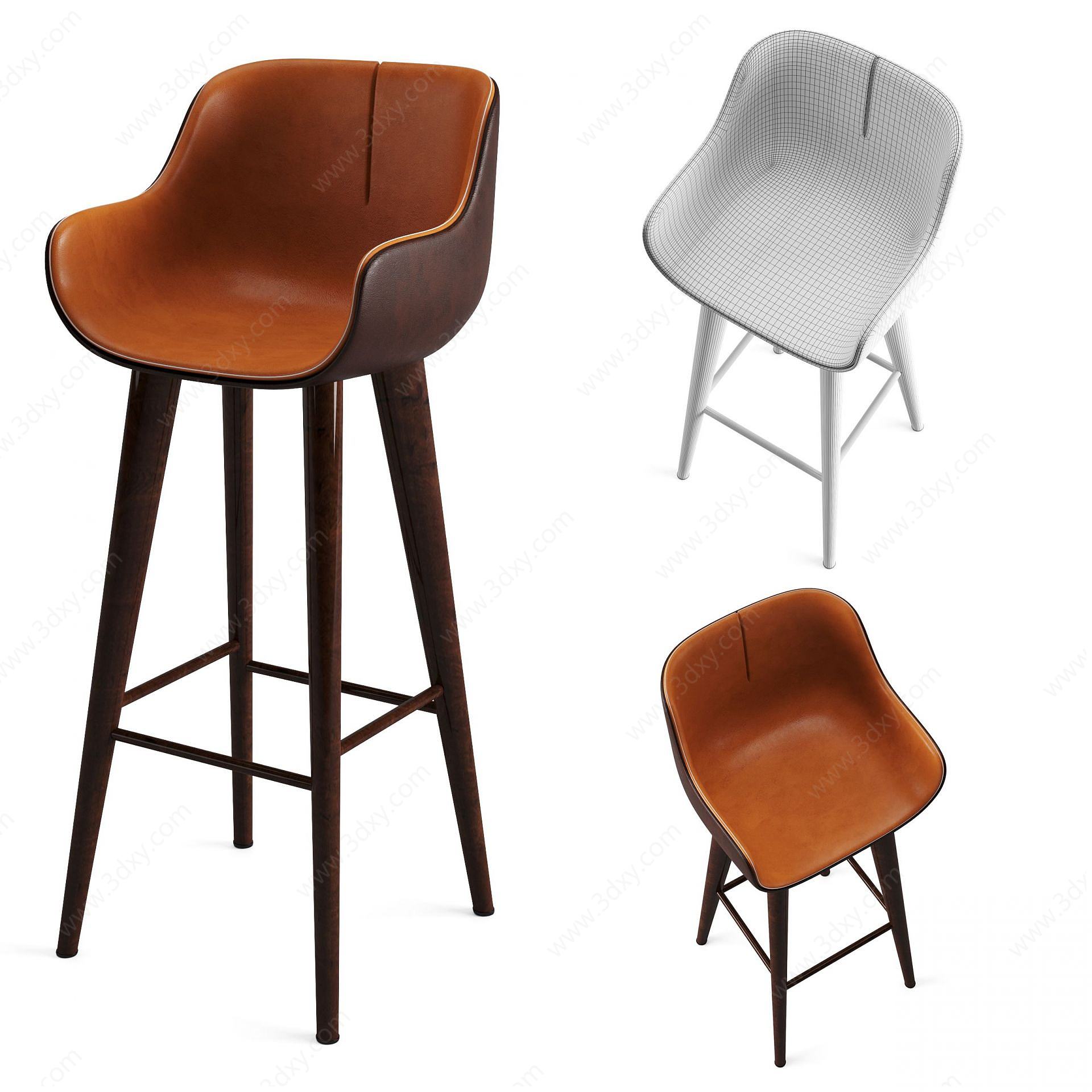现代酒吧椅休闲高脚椅3D模型