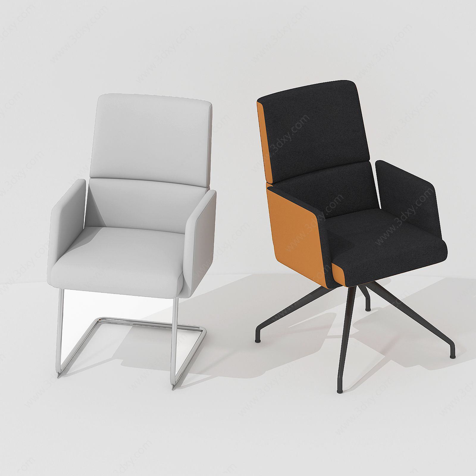 后现代休闲椅室内椅组合3D模型