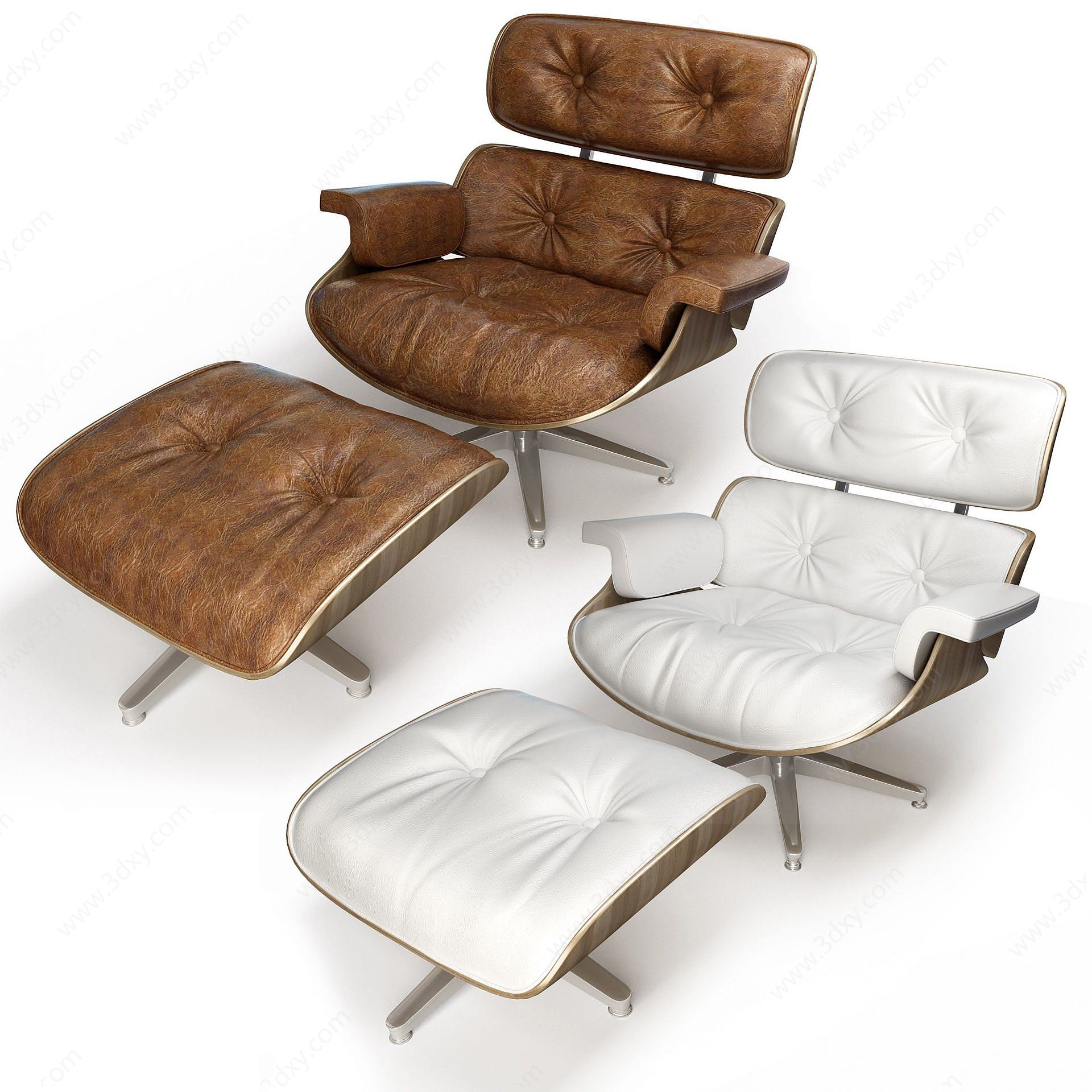 现代休闲躺椅椅凳3D模型
