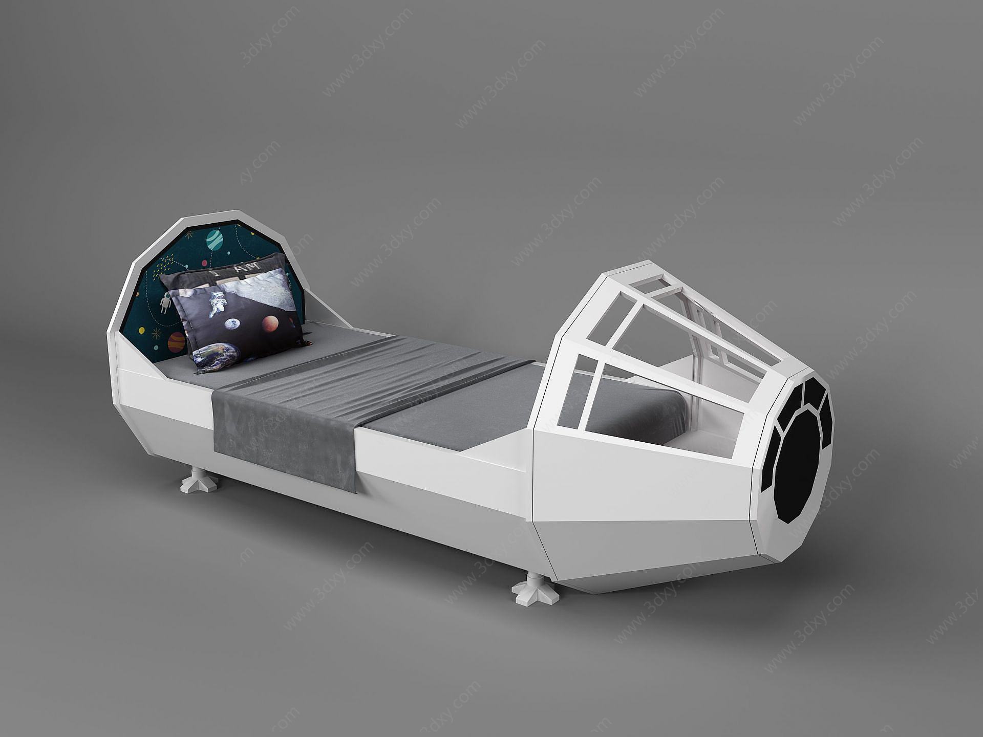 现代儿童床太空船床3D模型