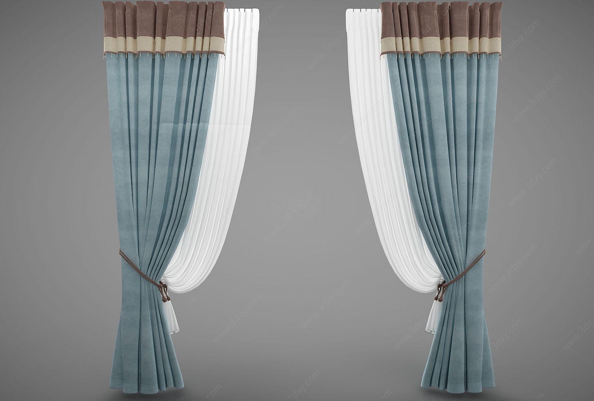 现代风格装窗帘3D模型