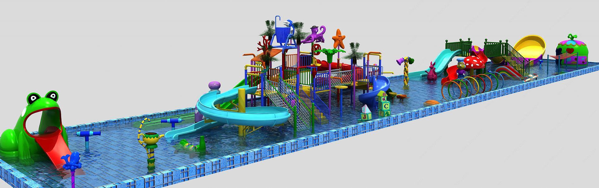 水上乐园,滑梯3D模型