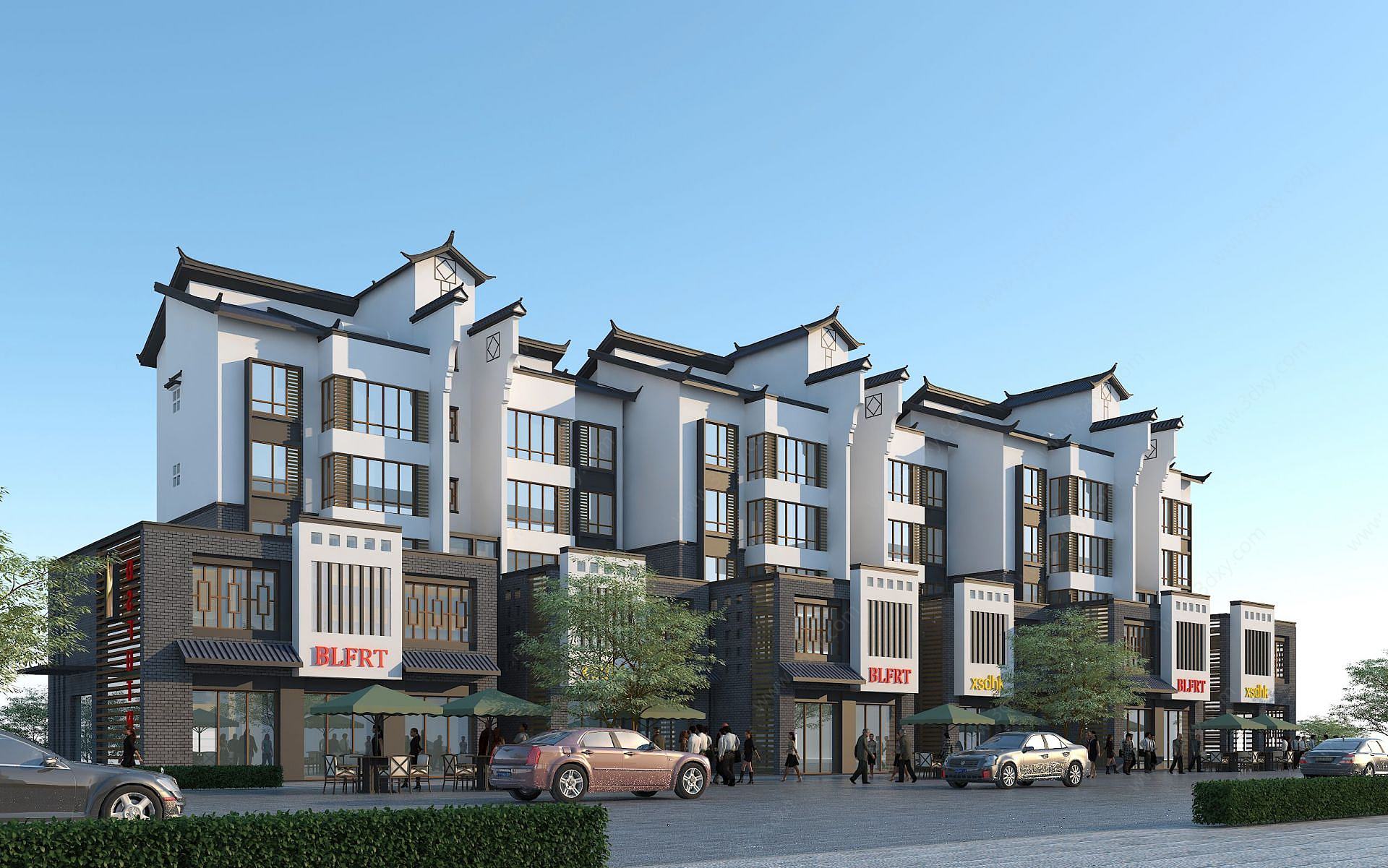 新中式商住楼3d模型 关键词:3d新中式商住楼模型3d新中式商业住宅模型